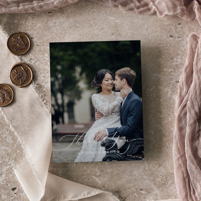 Carte de remerciements Modèle photo noir délicat (Créateur téléchargé)