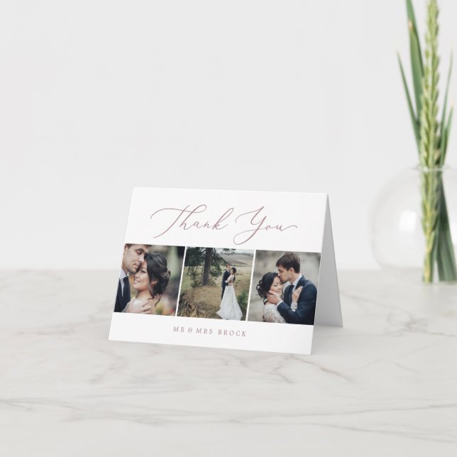 Carte de remerciements Modèle photo Rose Gold 3 (Devant)