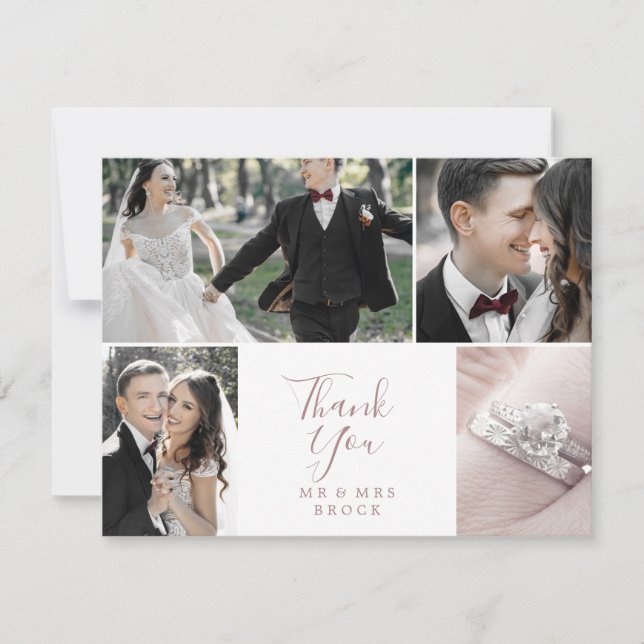 Carte de remerciements Modèle photo Rose Gold 4 mi (Devant)