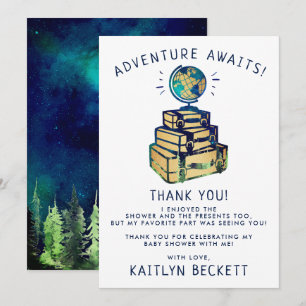 Carte De Remerciements Modern Adventure Travel Baby shower