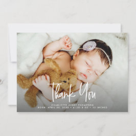 Carte De Remerciements Modern Baby Newborn Girl Custom birth annoucement