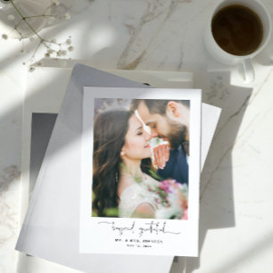 Carte De Remerciements Modern Beyond Grateful Script 2 Mariage photo