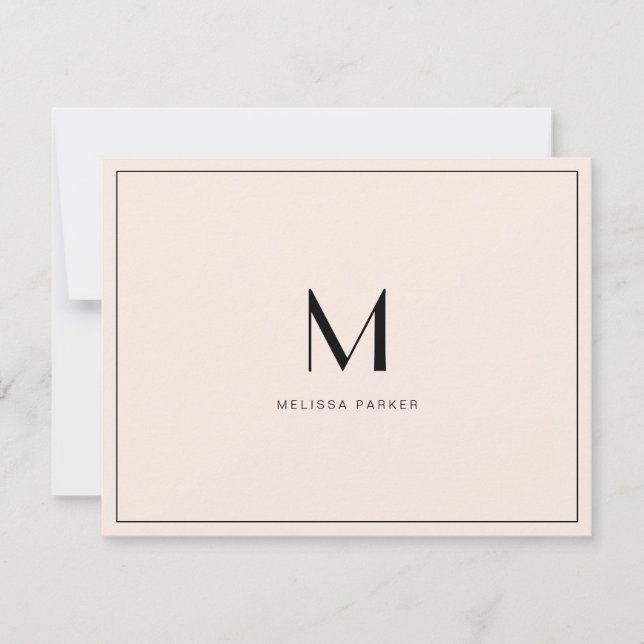 Carte De Remerciements Modern Blush Minimalist monogram flat (Devant)