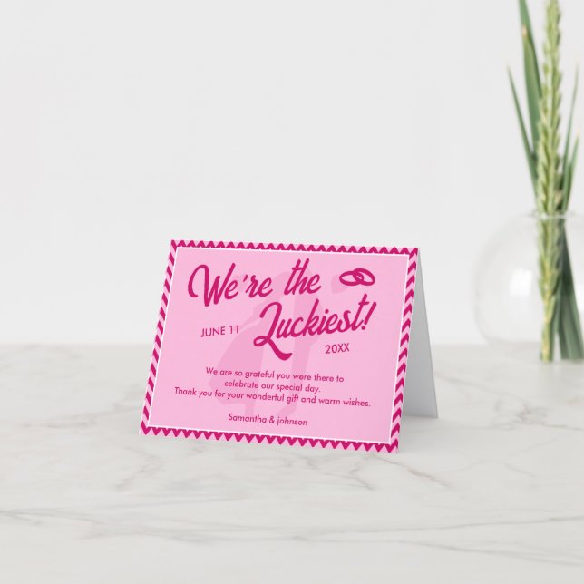 Carte De Remerciements Modern Blush Pink Chevron Stripe Wedding (Devant)