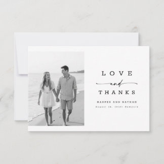 Carte De Remerciements Modern Calligraphy Lettering Wedding Photo