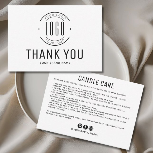 Carte De Remerciements Modern candle care business logo thank you card (Créateur téléchargé)