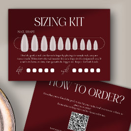 Carte De Remerciements Modern Dark Red Sizing Kit Press-On Nails Card