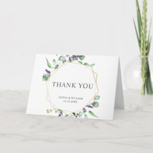 Carte De Remerciements Modern Eucalyptus Geometric Frame Thank You Card