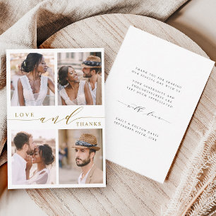 Carte De Remerciements Modern Gold Love & Thanks 4 Mariage photo