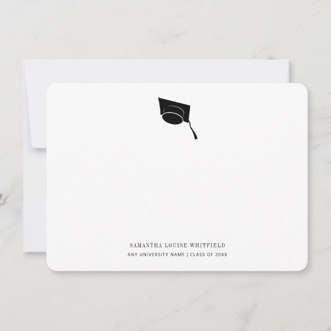 Carte De Remerciements Modern Graduation Classic Grad Cap (Devant)