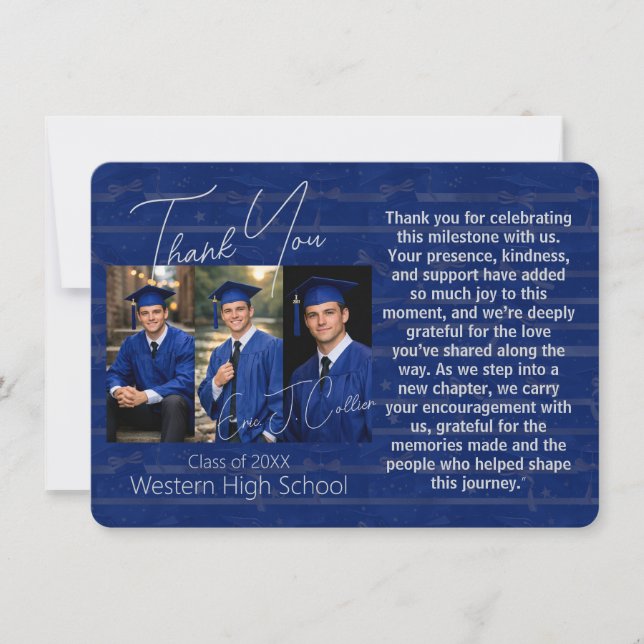 Carte De Remerciements Modern Graduation Party Photo Display (Devant)