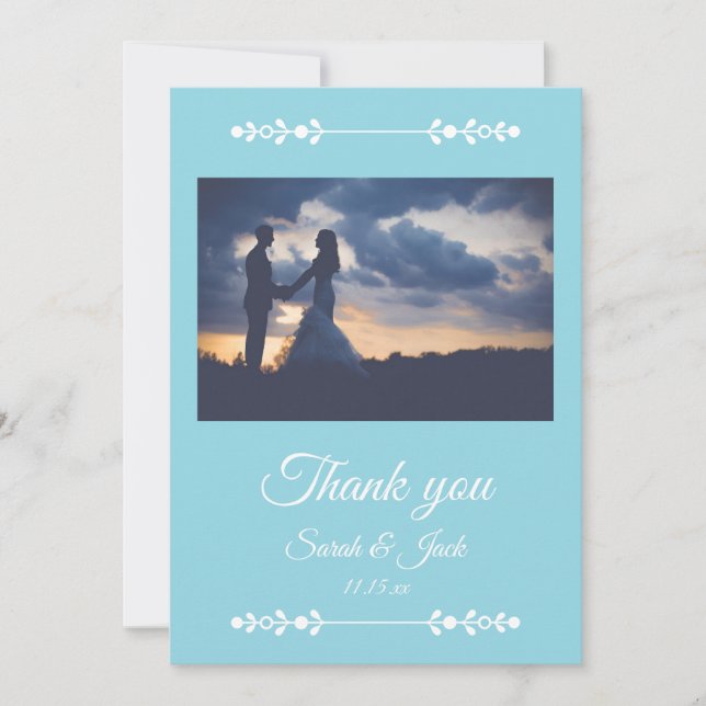 Carte De Remerciements Modern Light Blue & White Flat Thank You Card (Devant)