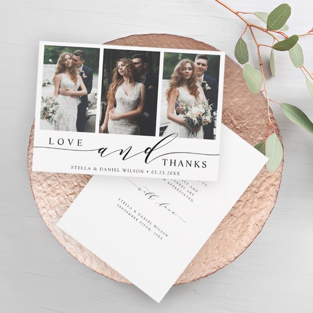 Carte De Remerciements Modern Love and Thanks 3 Mariage photo (Créateur téléchargé)