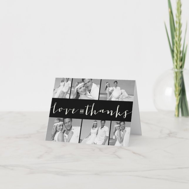 Carte De Remerciements Modern Love And Thanks Band 6 Multi Photo Mariage (Devant)