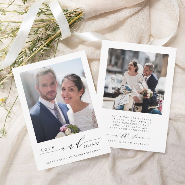 Carte De Remerciements Modern Love et remerciements Photo de mariage  (Créateur téléchargé)