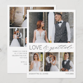 Carte De Remerciements Modern Love & Gratitude 8-Photo Mariage Collage