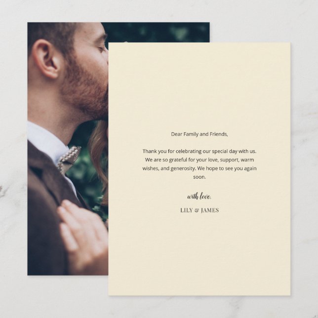 Carte De Remerciements Modern Minimal Wedding Thank You Card with Photo (Devant / Derrière)