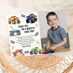 Carte De Remerciements Modern Photo   Fête d'anniversaire de camions mons