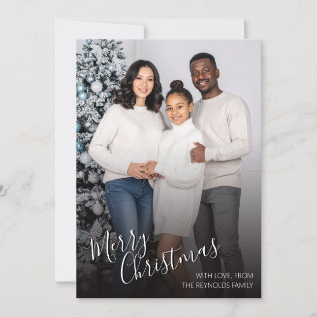 Carte De Remerciements Modern Photo Merry Christmas Flat Greeting Card (Devant)