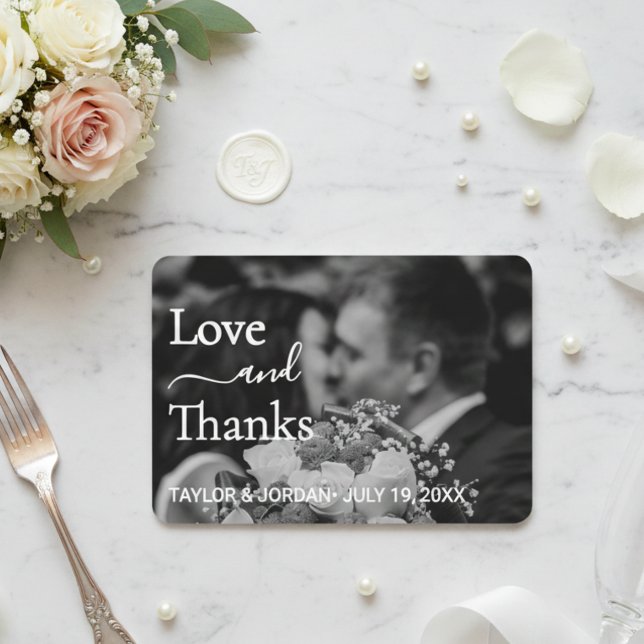 Carte De Remerciements Modern Photo Wedding| Minimalist Botanical Floral (Créateur téléchargé)