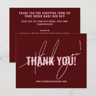 Carte De Remerciements Modern red packaging insert