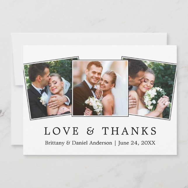 Carte De Remerciements Modern Simple Love Thanks 3 Mariage photo (Devant)