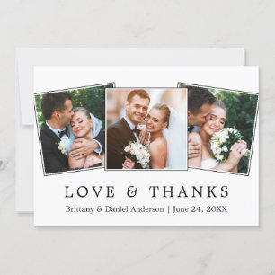 Carte De Remerciements Modern Simple Love Thanks 3 Mariage photo
