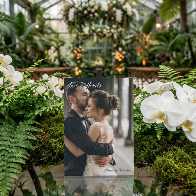 Carte De Remerciements Modern Simple Photo Wedding Thank You Card W Note (Créateur téléchargé)
