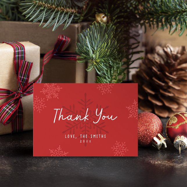 Carte De Remerciements Modern Simple Script Snowflake Christmas Thank You (Modern Simple Script Snowflake Christmas Thank You)