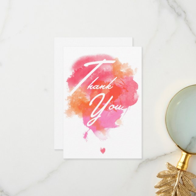 Carte De Remerciements Modern, watercolor rose (Devant/Arrière en situation)