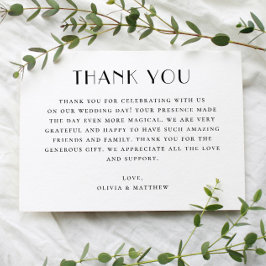 Carte De Remerciements Modern Wedding | Minimalist Black & White Elegant