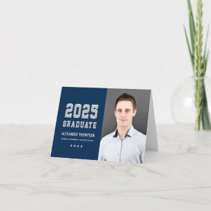 Carte De Remerciements Moderne 2023 Graduate Marine Grey Custom Graduatio