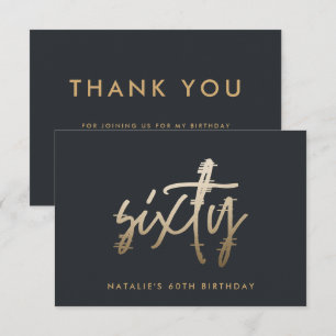 Carte De Remerciements Moderne 60e anniversaire simple élégant script élé