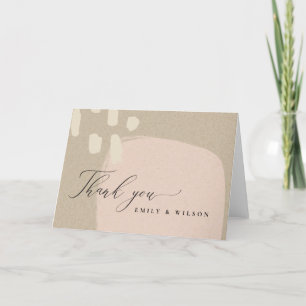 CARTE DE REMERCIEMENTS MODERNE ABSTRAIT PEACH PINK KRAFT MARIAGE
