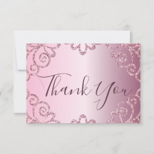 Carte De Remerciements Moderne Anniversaire 21 Ans Rose Paillettes Brilla