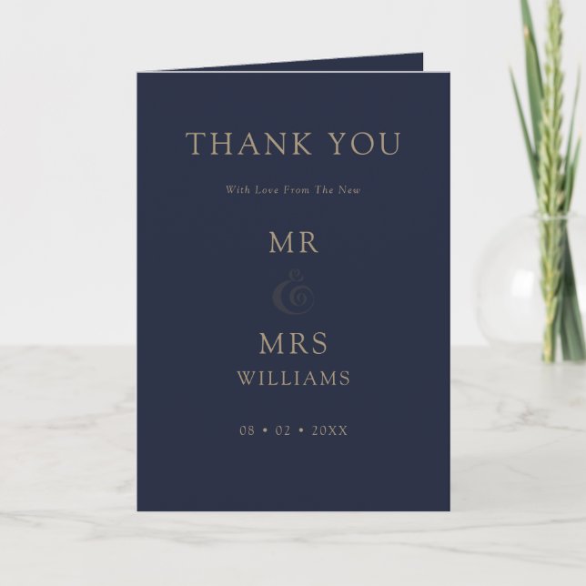 Carte De Remerciements Moderne Bleu Simple Nettoyage Mariage minimal (Devant)