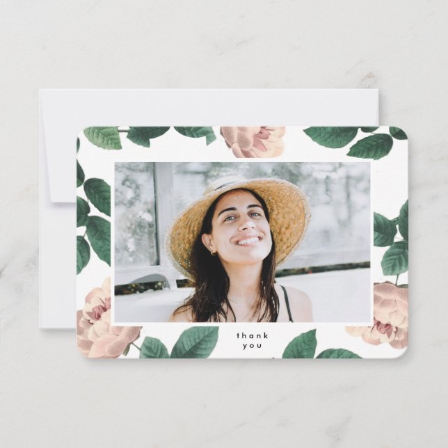 Carte De Remerciements Moderne Boho Floral Graduate Photo University (Devant)
