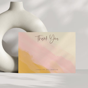 Carte De Remerciements Moderne Boho Rose Jaune Écriture Manuscrite Récept