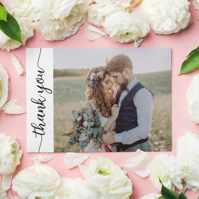 Carte De Remerciements Moderne Calligraphie 2 Mariage photo (Créateur téléchargé)