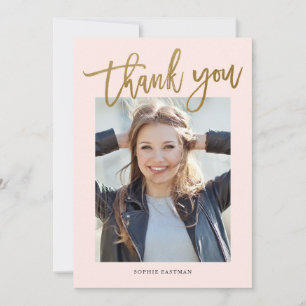 Carte De Remerciements Moderne Calligraphie Photo Graduation