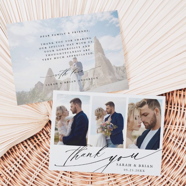 Carte De Remerciements Moderne Chic Calligraphie 4 Mariage photo (Créateur téléchargé)