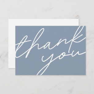 Carte De Remerciements Moderne Chic Dusty Blue Calligraphie Script Mariag
