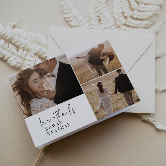 Carte De Remerciements Moderne Chic noir et blanc 3 Mariage plié photo (Créateur téléchargé)
