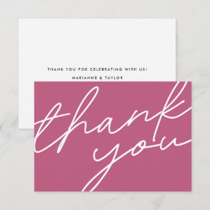 Carte De Remerciements Moderne Chic rose Lily Calligraphie Script Mariage