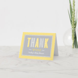 Carte De Remerciements Moderne Chic Type Jaune et Gris Baby shower