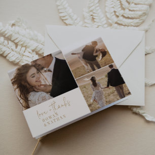 Carte De Remerciements Moderne Chic Vintage Gold 3 Photo Mariage plié