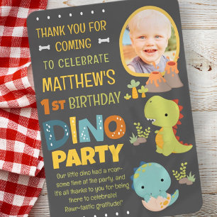 Carte De Remerciements Moderne Cute Dinosaur Dino fête d'anniversaire pou