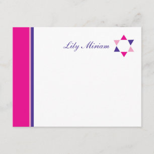 Carte de remerciements moderne de bat mitzvah