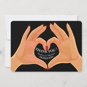 Carte de remerciements moderne de signe d'amour de