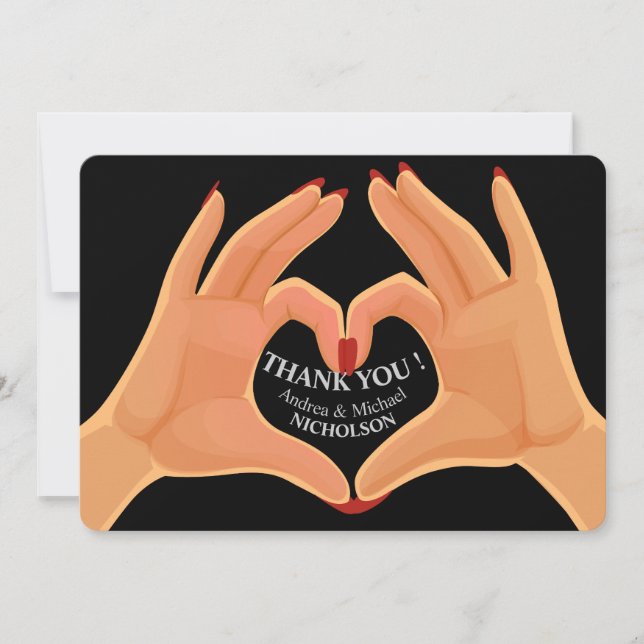 Carte de remerciements moderne de signe d'amour de (Devant)